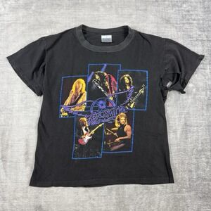 Vtg Aerosmith Shirt Mens Medium Black North America 1990 Pump Tour Single Stitch